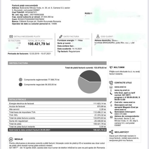 ANRE ia în considerare simplificarea facturilor la energie