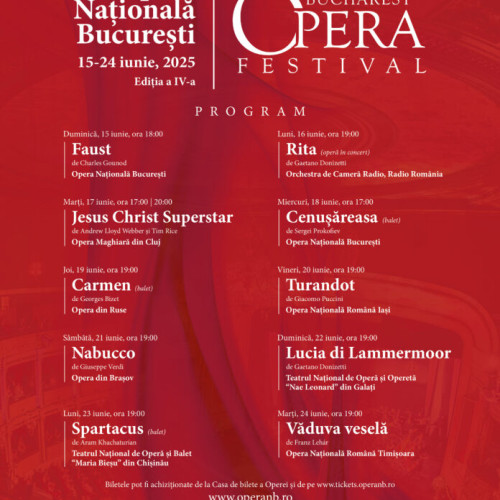 Cea de-a IV-a ediție a Bucharest Opera Festival se va desfășura în iunie