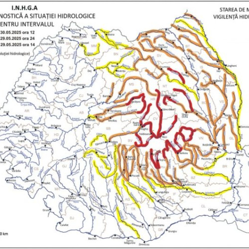 Avertizări hidrologice actualizate pentru mai multe zone din România