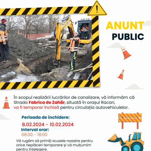 Nouă lucrare de canalizare închide Drumul Răcari