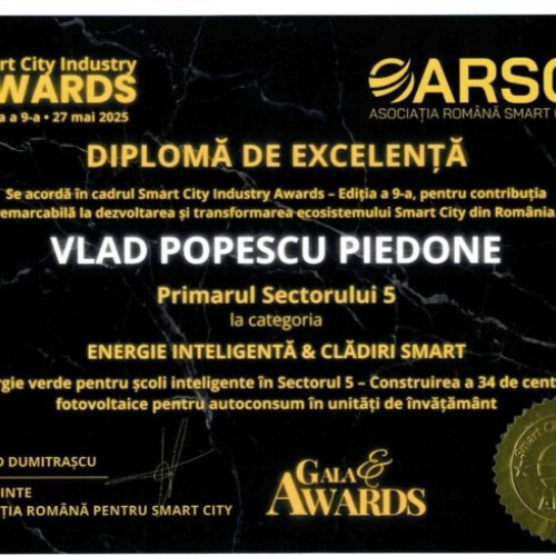 Primăria Sectorului 5, premiată la Gala Smart City Industry Awards