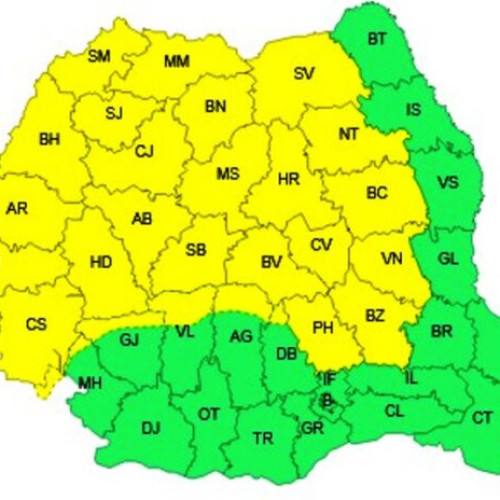 Vrancea sub cod galben de instabilitate atmosferică