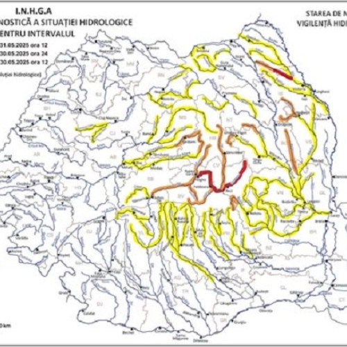 Hidrologii au emis o avertizare cod roșu pentru mai multe județe din țară