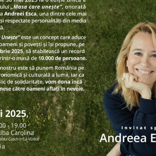Andreea Esca va fi invitată specială la un eveniment caritabil în Alba Iulia
