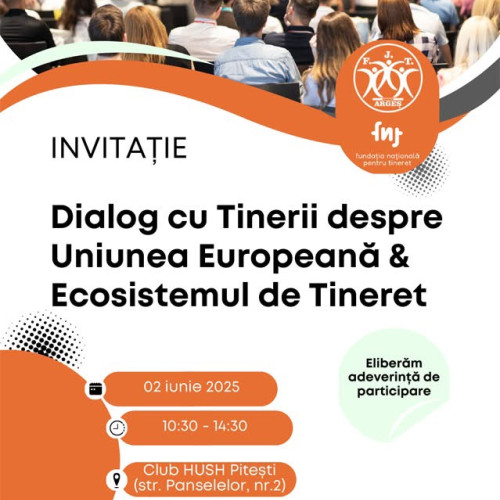 Tinerii din Pitesti sunt invitati sa-si exprime gandurile si asteptarile pentru viitorul lor. Potrivit ziarulargesul.ro, evenimentul va avea loc pe 2 iunie 2025, la Casa de Cultura a Studentilor Pitesti, in sala de spectacole, incepand cu ora 10:30. La acest dialog participativ, vor fi implicate organizatii si autoritati locale, toate interesate de vocea tinerilor din Arges.