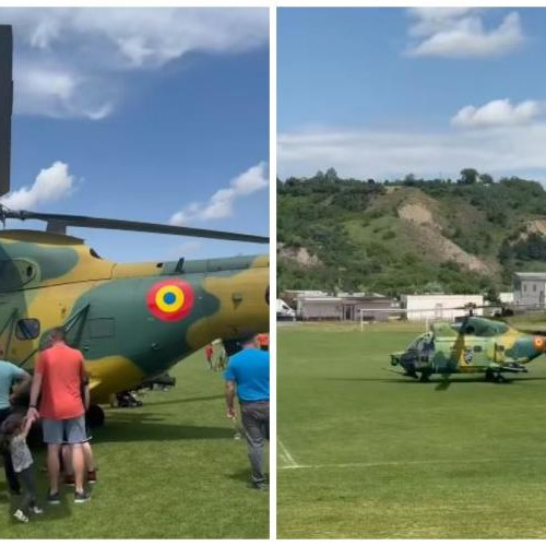 Primăria din Turda aduce un elicopter deasupra stadionului de Ziua Copilului