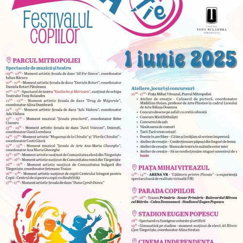 Festivalul copiilor de 1 iunie în Târgoviște: o zi plină de activități pentru cei mici