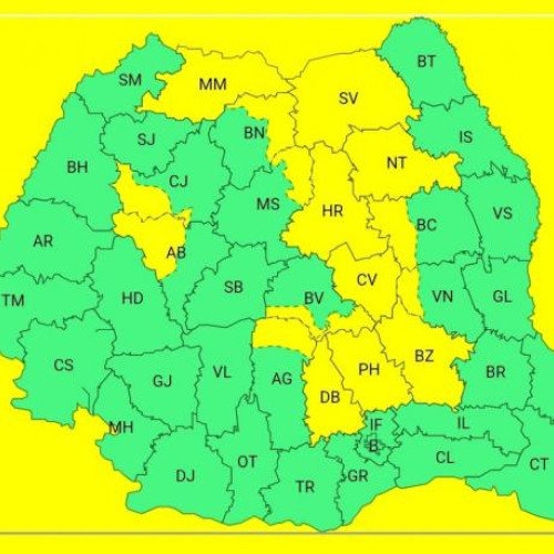 Cod galben de instabilitate atmosferică în mai multe zone ale țării