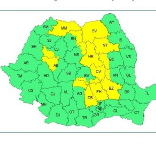 Avertizare meteo de ploi și vânt pentru 16 județe din țară