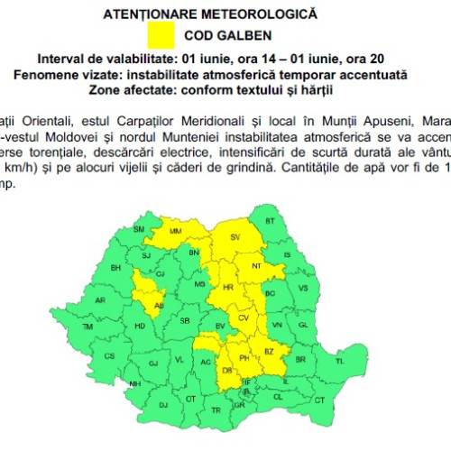 Avertizare de furtuni în Neamț, emisă de ISU Neamț