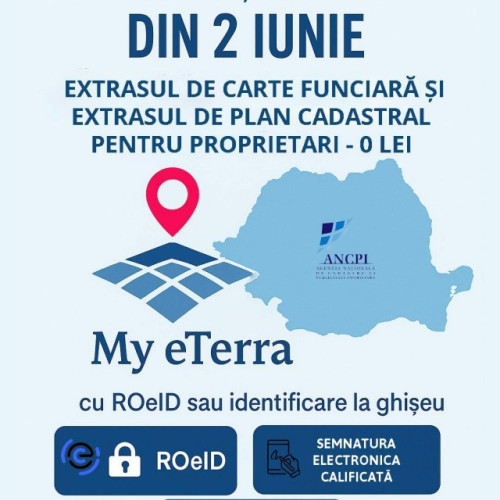 Proprietarii de imobile din România pot obține gratuit extrasul de carte funciară și planul cadastral online