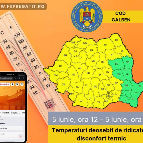 Primul cod galben de caniculă al anului în Dâmbovița
