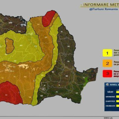 Avertizare meteo pentru județul Botoșani: furtuni și ploi intense