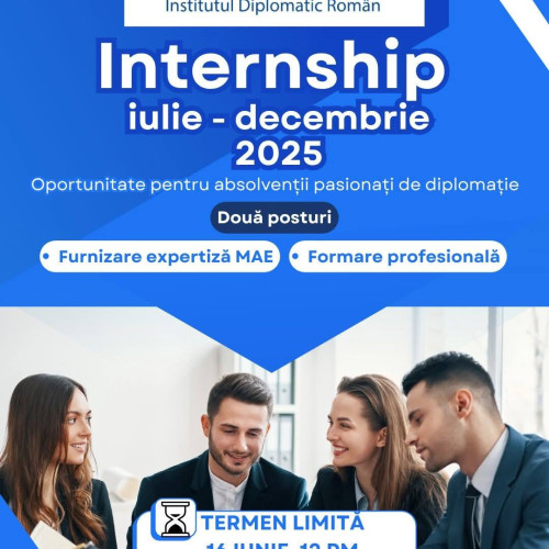 Institutul Diplomatic Român anunță deschiderea sesiunii de înscriere pentru Programul de internship în perioada iulie-decembrie 2025, potrivit informațiilor disponibile pe site-ul damboviteanul.com. Acest program este adresat absolventilor de studii superioare interesați să se specializeze în domeniul relațiilor internaționale și diplomației.
