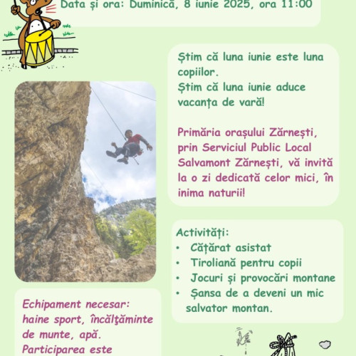 Zi dedicată aventurii și educației montane pentru copii la Zărnești