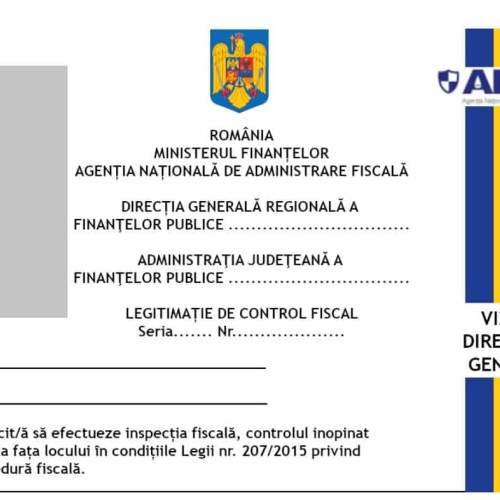 ANAF a introdus noi legitimații de control fiscal pentru inspectorii săi, conform ultimei actualizări legislative. Potrivit notează alba24.ro, ordinul nr. 681 emis de președintele Agenției Naționale de Administrare Fiscală a fost publicat miercuri, 4 iunie, în Monitorul Oficial.