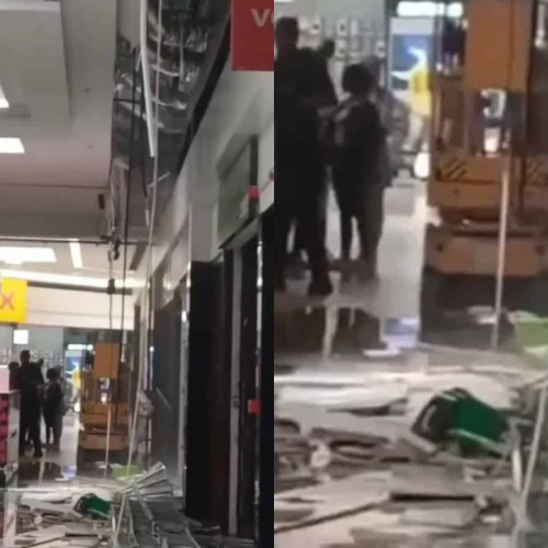 incident la mall în Sibiu: fragment din tavan s-a prăbușit
