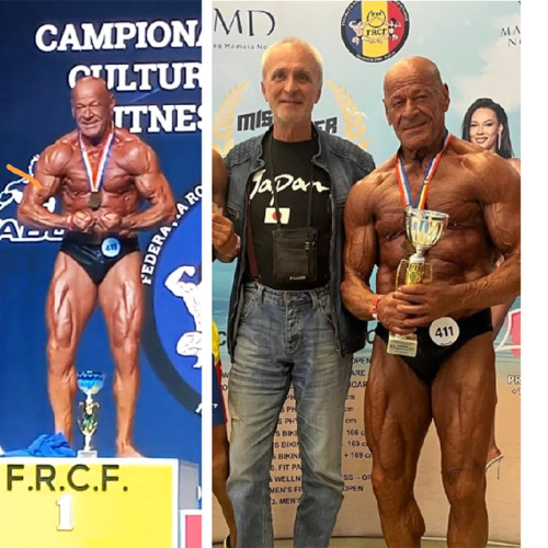 Vasile Serban, de 73 de ani, a sărbătorit triumful la cel de-al 20-lea titlu de campion național în culturism și fitness