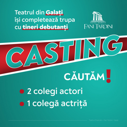 teatru caută noi actori pentru angajare pe perioadă determinată