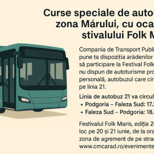 Transport public special pentru Festivalul Folk Maris la Arad