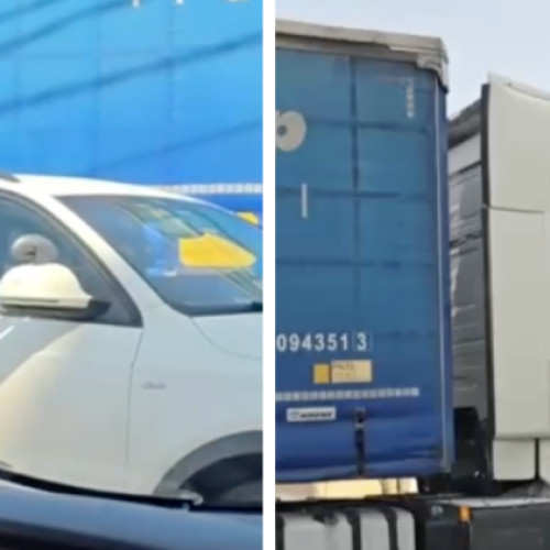 Camion blocat în sensul giratoriu și neintervenția poliției