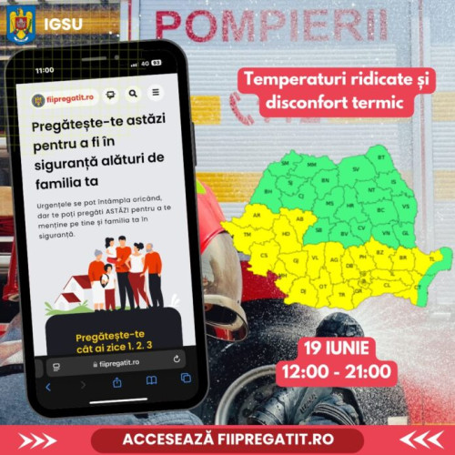 Avertisment de caniculă emis de IGSU pentru peste jumătate din țară