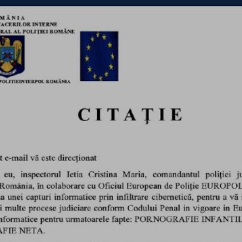 Avertizare privind email-urile false trimise românilor de către hackeri