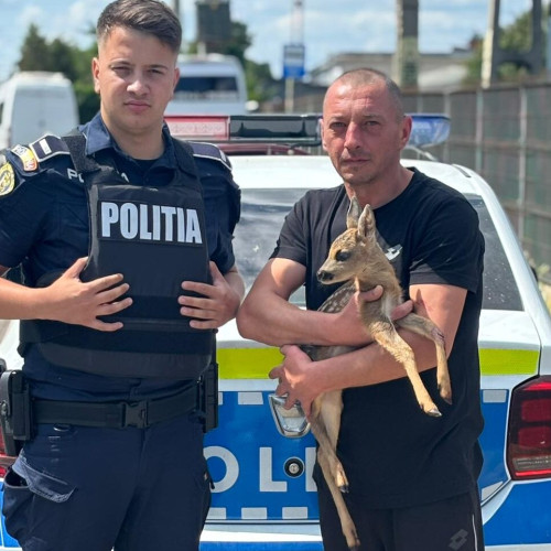 Salvarea unui pui de căprioară rănit în comuna Truşeşti