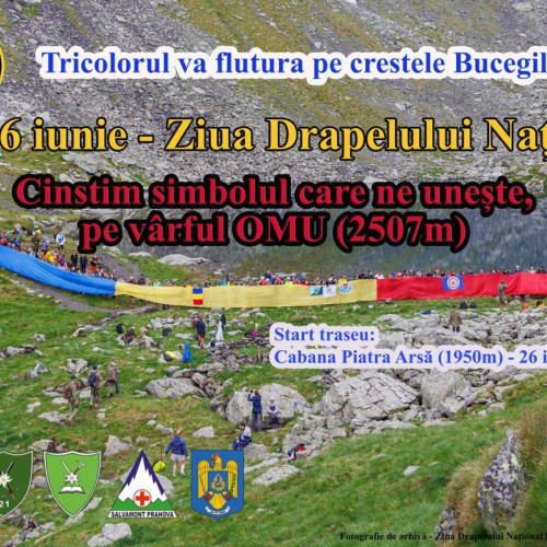 Ziua Drapelului Național marcată pe crestele Bucegilor cu ascensiune simbolică