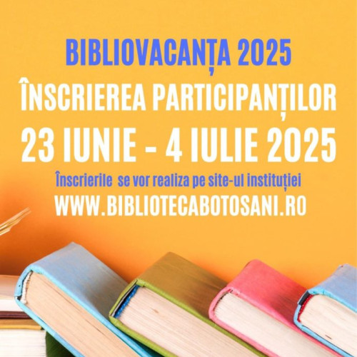 Start înscrieri pentru programul BiblioVacanta la Biblioteca județeană „Mihai Eminescu”