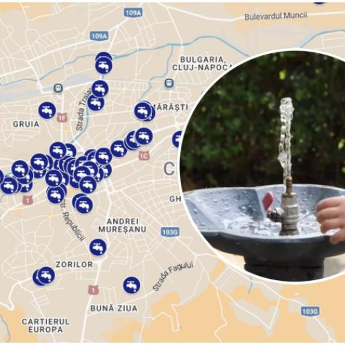 Harta cu cele peste 100 de cismele din Cluj-Napoca, disponibilă online