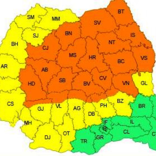 Avertizare Cod Portocaliu pentru Vrancea din cauza vremii severe