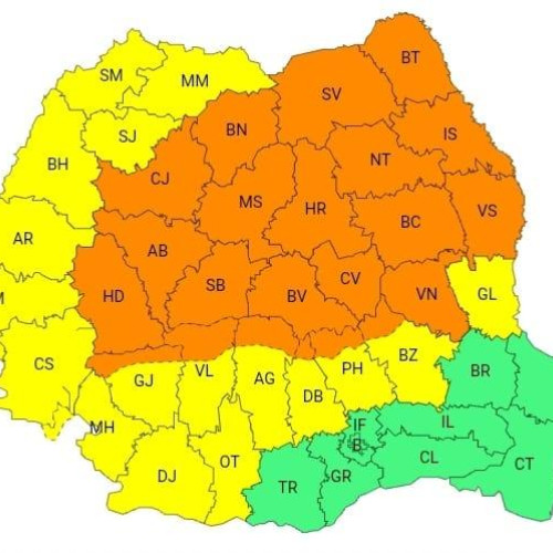 Avertizări meteo de COD PORTOCALIU și COD GALBEN pentru județul Dâmbovița
