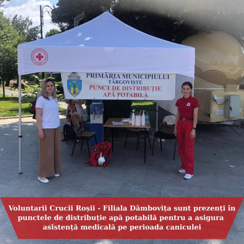 Voluntarii Crucea Roșie din Dâmbovița, alături de localnici în zilele caniculare