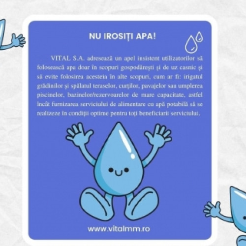Societatea VITAL S.A. face apel la utilizatori să economisească apa din cauza secetei
