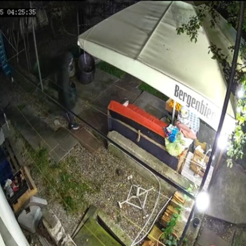 Tânăr filmat spargând curtea unui restaurant din Bistrița