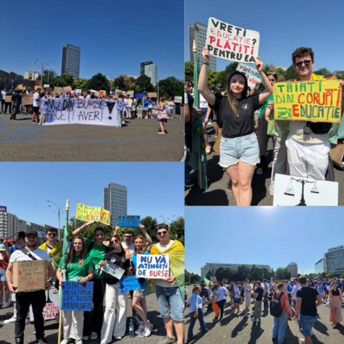 Tinerii protestează pentru sprijinul educației și sute de elevi și studenți pornesc în marș spre sediul Guvernului