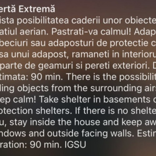 mesaj RO-Alert pentru locuitorii de la granița cu Ucraina