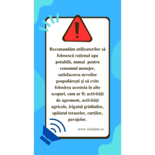 restricții temporare la furnizarea apei în Târgu Lăpuș din cauza secetei prelungite