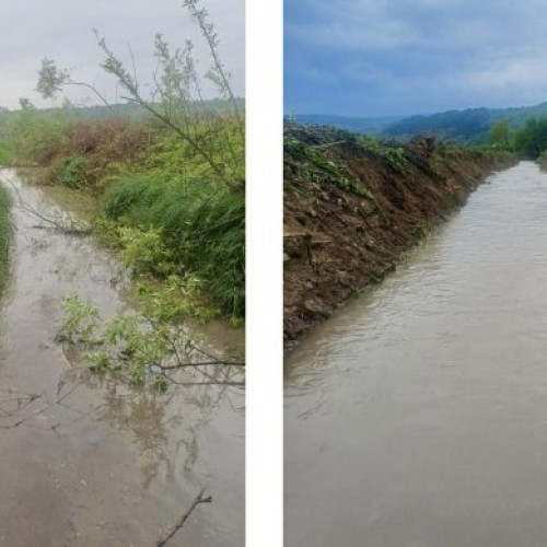 Repararea albiei râului Sarasau în comuna Sarasau se finalizează după lucrări importante