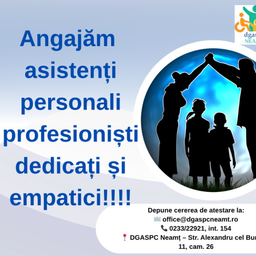 campanie de recrutare pentru asistenți personali profesioniști în Neamț