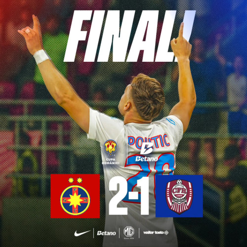 Fcsb a câștigat Supercupa României la fotbal după o victorie cu 2-1 împotriva CFR Cluj, sâmbătă seara pe Stadionul Steaua din București, notează turnulsfatului.ro. Campioana a marcat prin Dennis Politic, care a înscris în minutul 48, și Risto Radunovic, care a dus scorul la 2-1 în prelungiri, după ce Alin Fica a redus diferența în minutul 65 pentru CFR Cluj, care a reușit un gol prin Fica.
