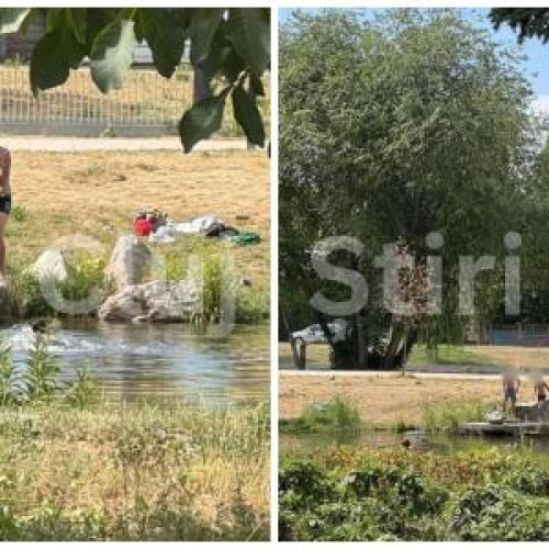 copii se joacă în lacul din parc, în condiții periculoase, în ciuda promisiunilor autorităților
