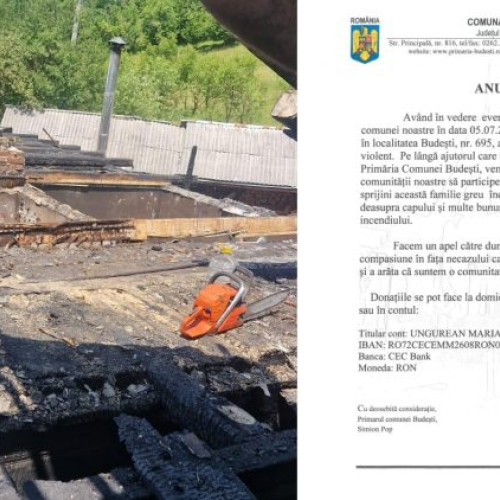 incendiu devastator în comuna Budesti: familia Ungurean nevoie de sprijin