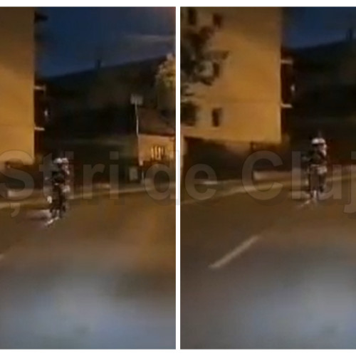Incident grav în Cluj-Napoca: motocicliști fără iluminare atacă o mașină în trafic