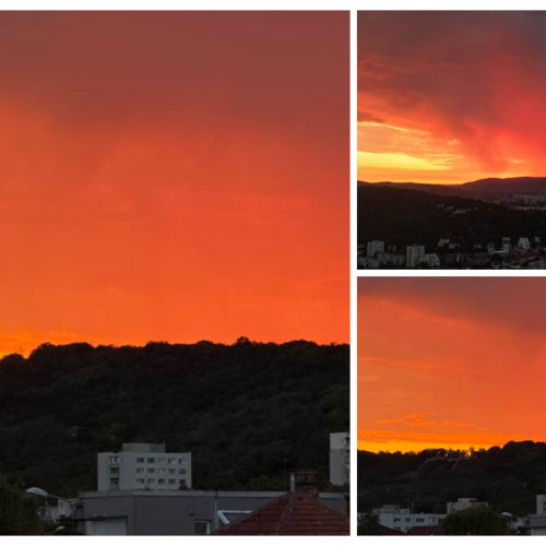cerul aprins de apus la Cluj