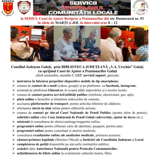 seniorii din Galați beneficiază de sprijin pentru activități digitale