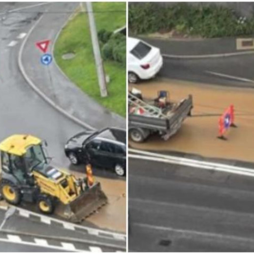 Avarie la conducta de apă pe strada Teodor Mihali din Gheorgheni, Cluj