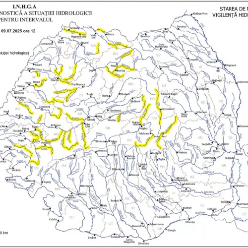 Avertizare hidrologică de cod galben pentru mai multe județe din România