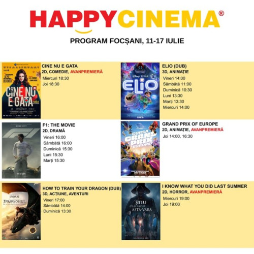 happy cinema Focșani - program de filme și oferte speciale în două săli 3D